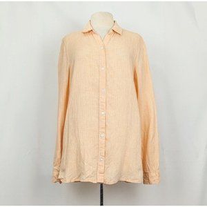 J.Jill Love Linen  Tunic Top Peach Orange Long Sleeve Shirt Size MT Medium Tall